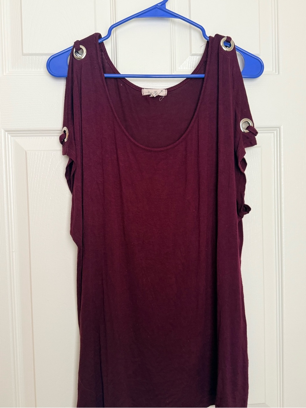 Papermoon Maroon Cold-Shoulder Tank with Grommet Accents